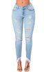 Sexy Light Blue Whiskered Destroy Stylish Skinny Jeans